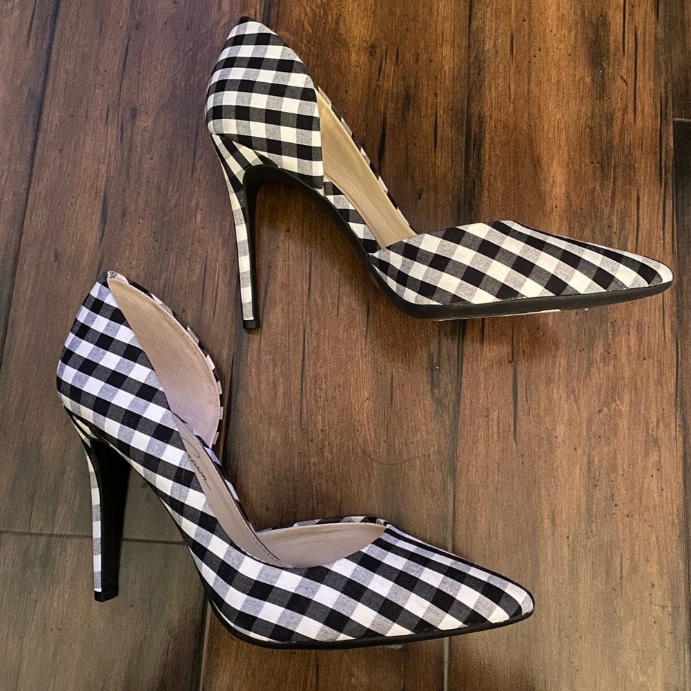 Jessica Simpson Gingham Black and White Heels - Picture 2 of 8